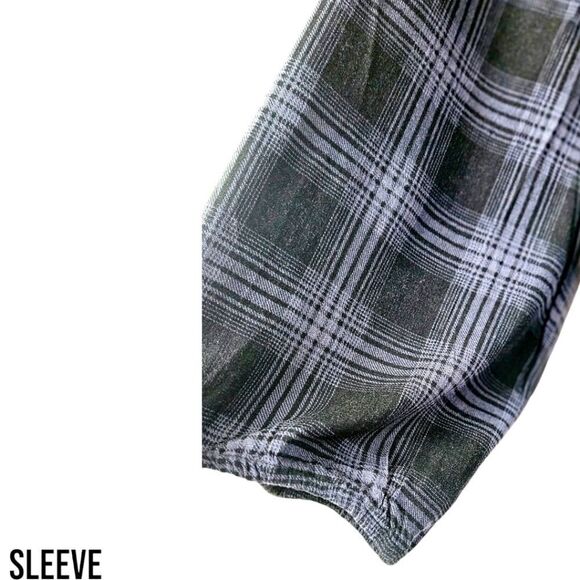 TORRID FIT FLARE Rayon Slub Button -Up Top Shadow Plaid Deep Black Size 2X - Picture 5 of 16